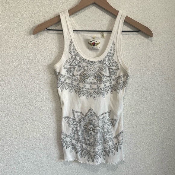 VTG Twisted Hearts Womens Small Y2K Beaded Boho Gothic Tank Top Preppy Geometric - Picture 1 of 9